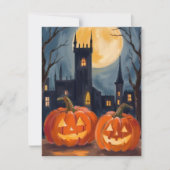 Jack-O-Lantern Fright | Halloween Spooky Painted Feestdagenkaart (Voorkant)