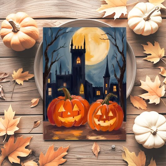 Jack-O-Lantern Fright | Halloween Spooky Painted Feestdagenkaart