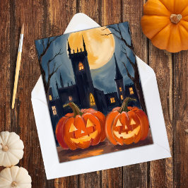 Jack-O-Lantern Fright | Halloween Spooky Painted Feestdagenkaart