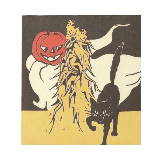 Jack O' Lantern Geest Zwarte Kat Maisstengel Notitieblok (Voorkant)