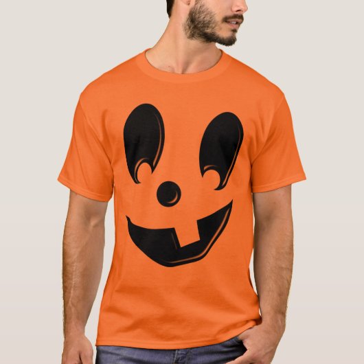 Jack-O-Lantern Gekke Gezicht w/Tand Oranje T-Shirt (Voorkant)