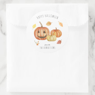 Jack-o'-lantern Gelukkig Halloween traktatie Ronde Sticker