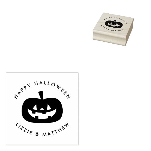Jack o' Lantern gepersonaliseerde rubberen stempel (Gestempeld)