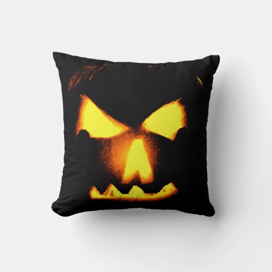 Jack-O-Lantern Gezicht Oranje Kussen (Voorkant)