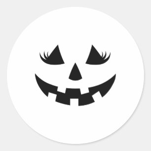 Jack O Lantern Gezicht Pompoen Wimpers Halloween W Ronde Sticker