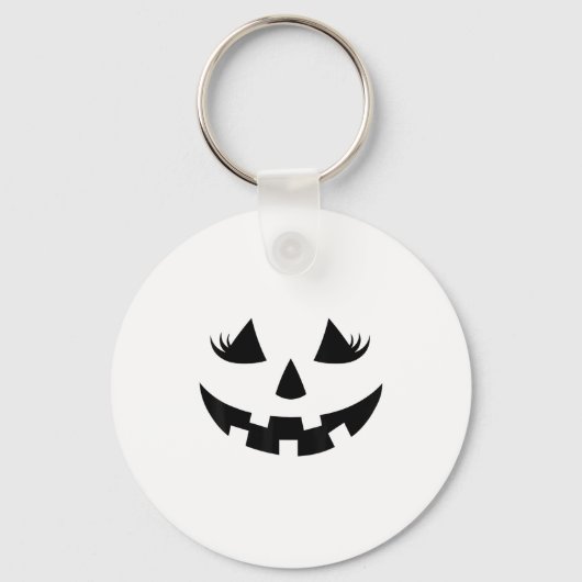 Jack O Lantern Gezicht Pompoen Wimpers Halloween W Sleutelhanger (Voorkant)