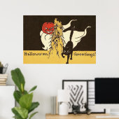 Jack O' Lantern Ghost Black Cat Cornstalk Poster (Thuiskantoor)