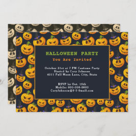Jack o' Lantern & Ghost Pumpkins Halloween Party Kaart