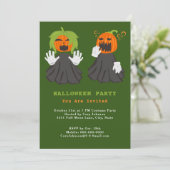 Jack o' Lantern Ghouls Pumpkins Halloween Party Kaart (Staand voorkant)