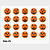 Jack-o-Lantern glimlachend gezicht Oranje zwart Ronde Sticker (Vel)