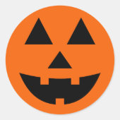 Jack-o-Lantern glimlachend gezicht Oranje zwart Ronde Sticker (Voorkant)