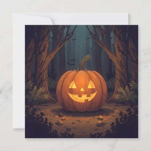 Jack O' Lantern Gloeit In Het Bos Kaart (Voorkant)