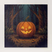 Jack O' Lantern gloeit in het bos Legpuzzel (Verticaal)