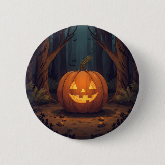 Jack O' Lantern gloeit in het bos Ronde Button 5,7 Cm