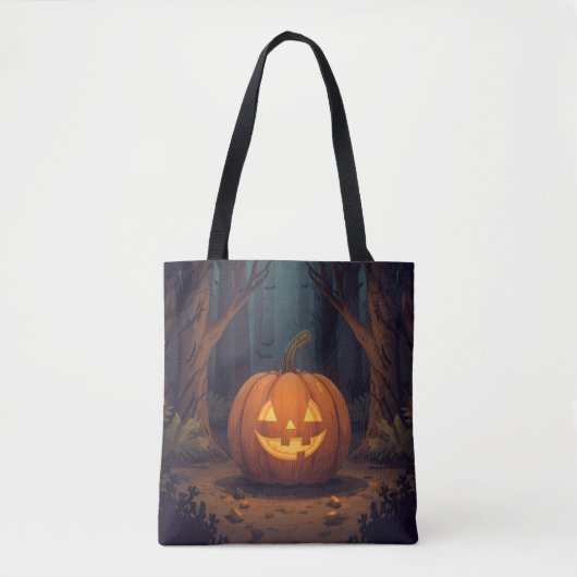 Jack O' Lantern gloeit in het bos Tote Bag (Voorkant)