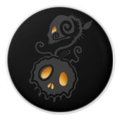 Jack O Lantern Glows Skull Vine Keramische Knop (Voorkant)