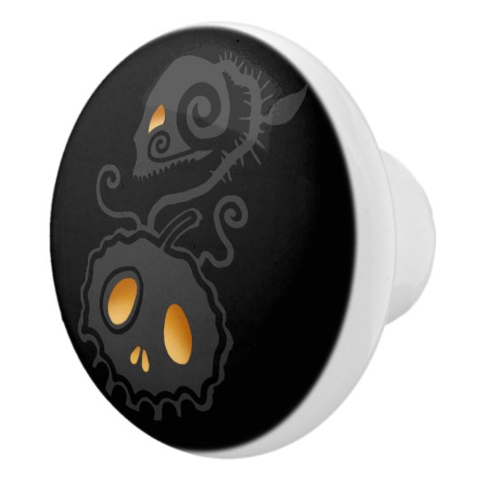 Jack O Lantern Glows Skull Vine Keramische Knop (Rechts)