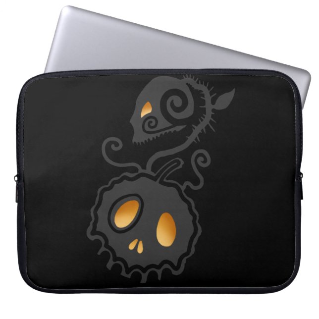 Jack O Lantern Glows Skull Vine Laptop Sleeve (Voorkant)