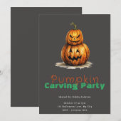 Jack-O' Lantern Grijs Pompoen Carving Party Kaart (Voorkant / Achterkant)