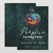 Jack-O' Lantern Groen Pompoen Carving Party Kaart (Voorkant / Achterkant)