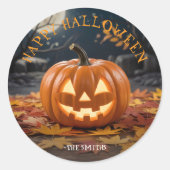 Jack O Lantern Halloween aangepaste naam sticker (Voorkant)