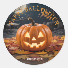 Jack O Lantern Halloween aangepaste naam sticker