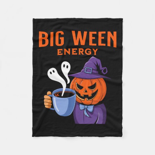 Jack-o-lantern Halloween Big Ween Energie voor Kof Fleece Deken (Voorkant)