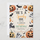 Jack-O-Lantern Halloween Birthday Invitation Custu Kaart (Voorkant)