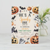 Jack-O-Lantern Halloween Birthday Invitation Custu Kaart (Staand voorkant)