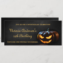 Jack-O-Lantern Halloween Birthday Party Invitation