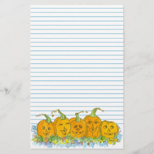Jack-O-Lantern Halloween Blue Lined Briefpapier