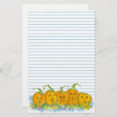 Jack-O-Lantern Halloween Blue Lined Briefpapier (Voorkant / Achterkant)