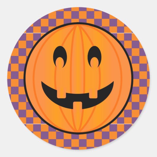 Jack o Lantern, Halloween Checker Design Stickers (Voorkant)