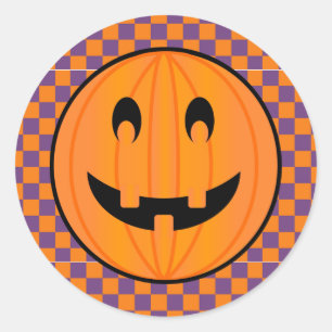 Jack o Lantern, Halloween Checker Design Stickers