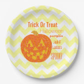 Jack O Lantern Halloween Chevron Pumpkin Party Papieren Bordje (Voorkant)