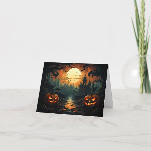Jack-o-Lantern Halloween Kaart (Voorkant)