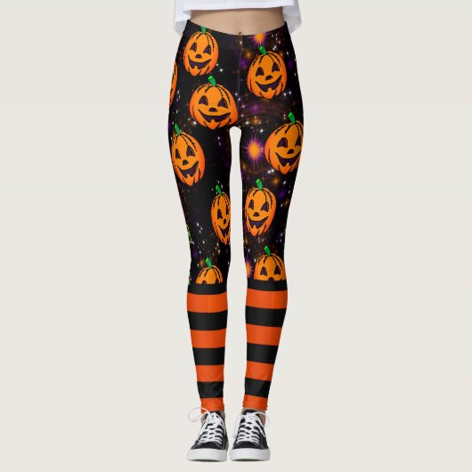Jack-O-Lantern Halloween Leggings Pumpkin Pants (Voorkant)