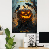 Jack-O'-Lantern Halloween met gloeiende pompoen Poster (Thuiskantoor)