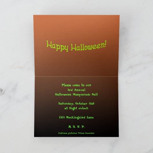 Jack-o-Lantern Halloween Party Invitation Kaart (Binnen)