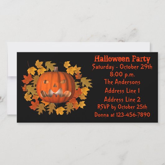 Jack O Lantern Halloween Party Invite (Voorkant)