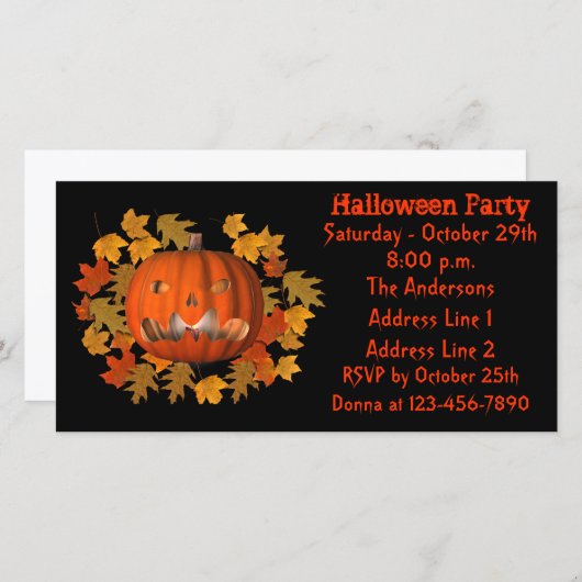 Jack O Lantern Halloween Party Invite (Voorkant / Achterkant)