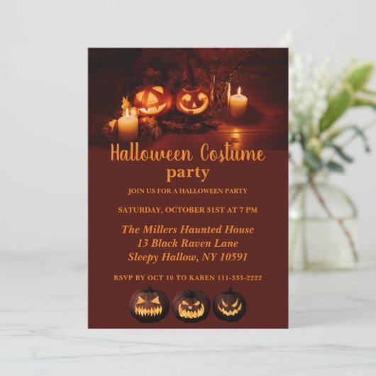 Jack O Lantern Halloween Party Kaart (Staand voorkant)