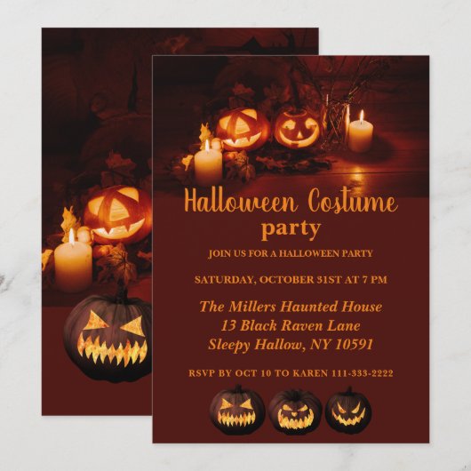 Jack O Lantern Halloween Party Kaart (Voorkant / Achterkant)