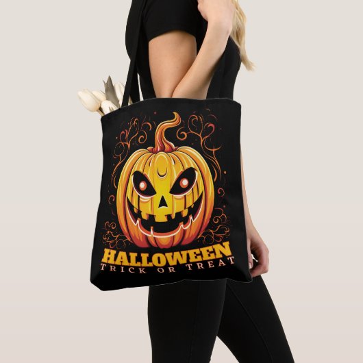 Jack-O-Lantern Halloween Pompoen Tote Bag (Dichtbij)