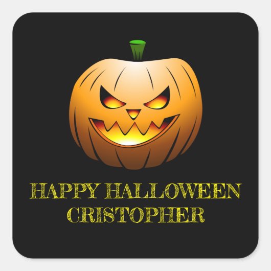 Jack-o-Lantern Halloween pompoen Vierkante Sticker (Voorkant)