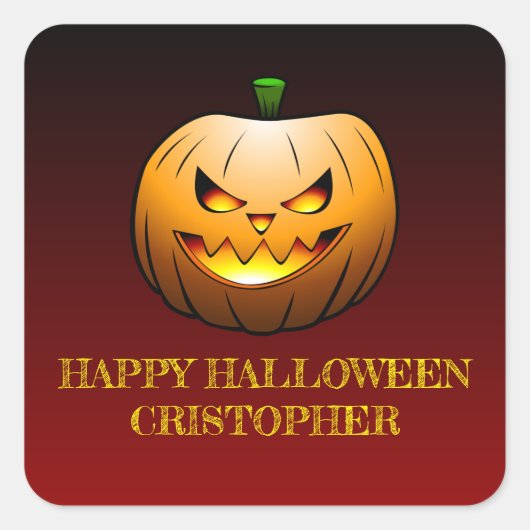 Jack-o-Lantern Halloween pompoen Vierkante Sticker (Voorkant)