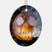 Jack-o-Lantern Halloween Pumpkin Head on Fire Keramisch Ornament (Rechts)