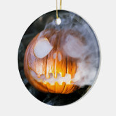 Jack-o-Lantern Halloween Pumpkin Head on Fire Keramisch Ornament (Links)