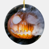 Jack-o-Lantern Halloween Pumpkin Head on Fire Keramisch Ornament (Achterkant)