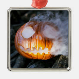 Jack-o-Lantern Halloween Pumpkin Head on Fire Metalen Ornament